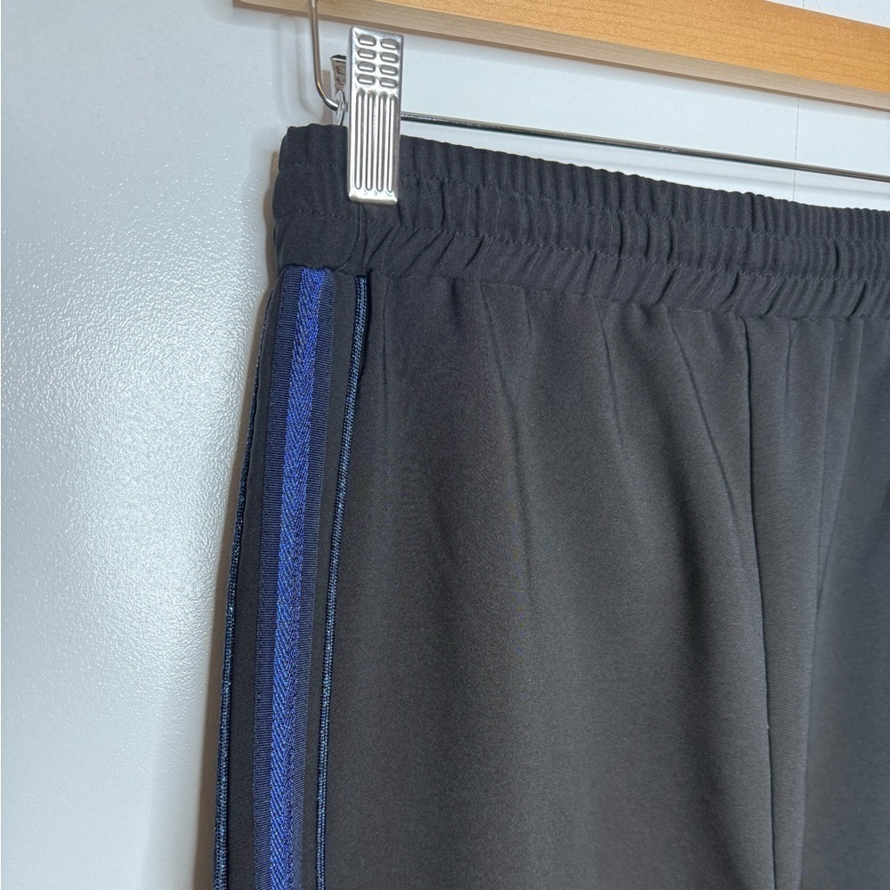Lauren Vidal - Straight leg casual athleisure pants- black with blue stripe XS - Picture 7 of 9
